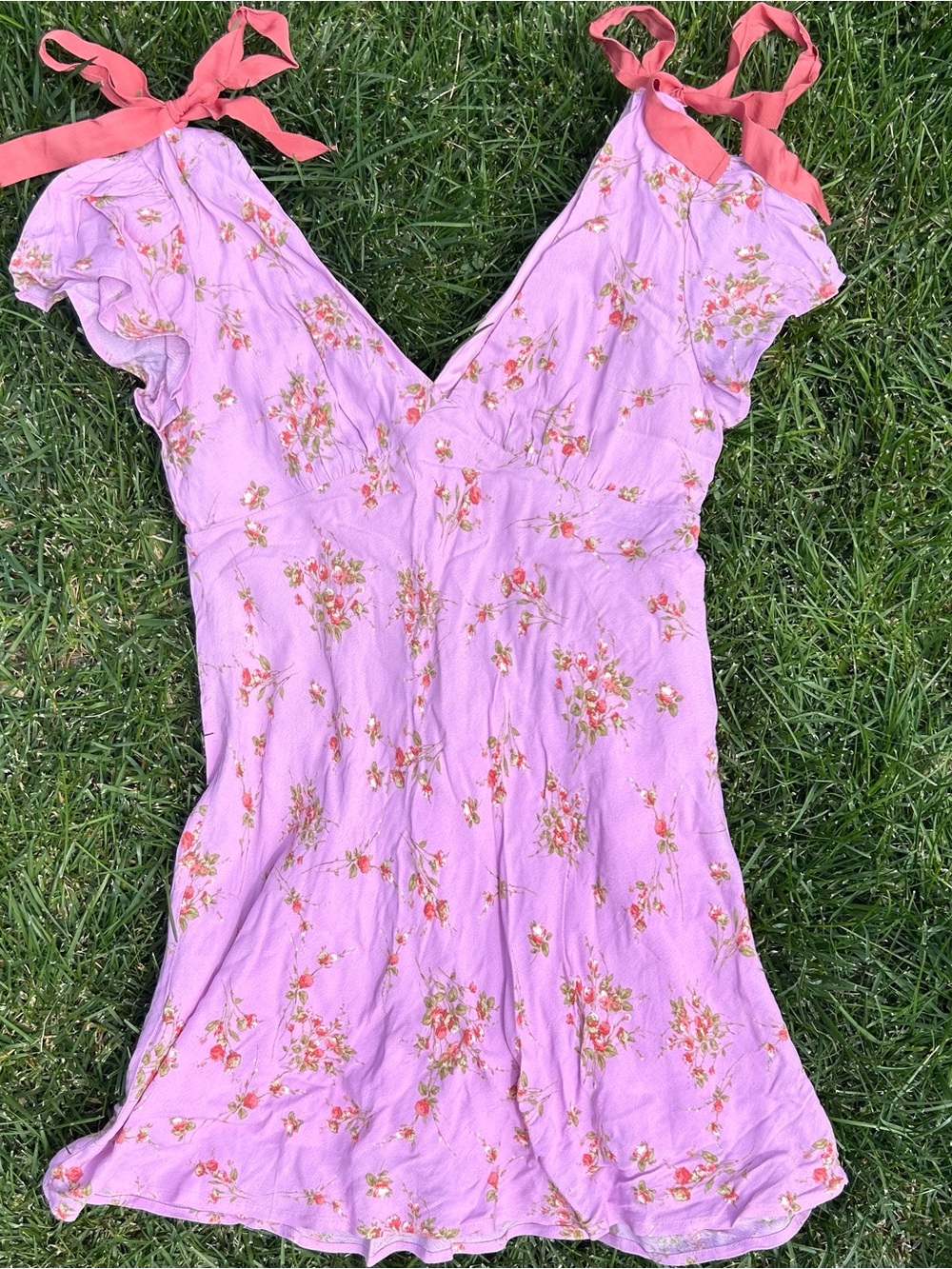 wild fable Lilac Floral Tie-Shoulder Slip Dress with Coral Straps